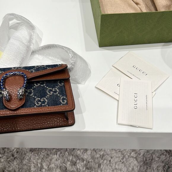 Gucci Super Mini Dionysus Jacquard leather/Denim Bag NWT - Picture 10 of 10